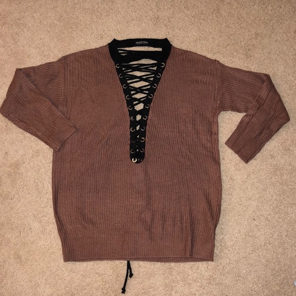SOLD Fashion Nova lace up sweater - Picture 3 of 5